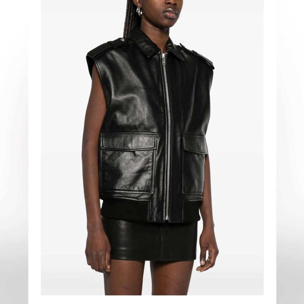 Anine bing Women's Black Leather vest